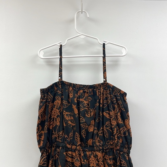 Janie & Jack Tropical Tiered Spaghetti Strap Sundress Boho Brown Black - Picture 3 of 8